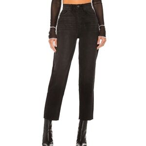 Free People Curvy Georgine Mom Jeans Straight with Raw Hem Size 34